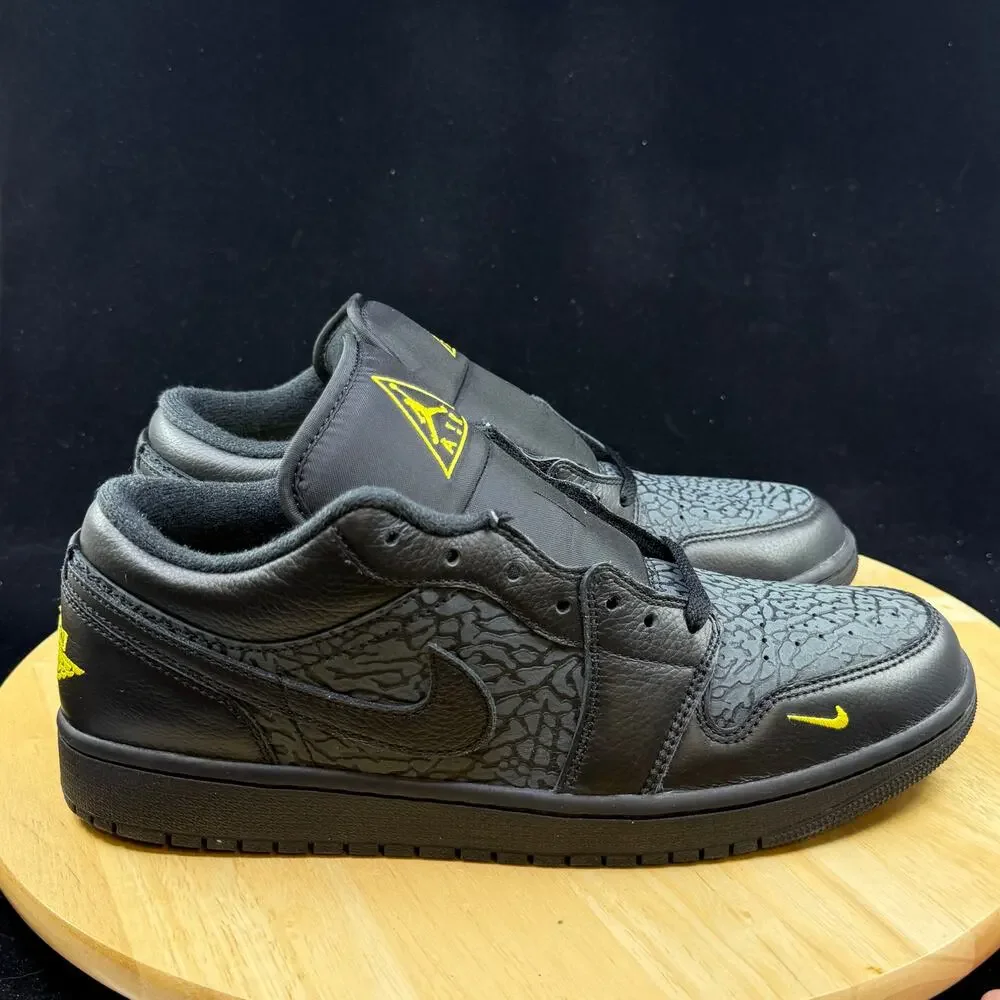 Nike Air Jordan 1 Low Black Elephant Print Yellow IM6568-010 Men's Size 10 New